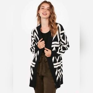 Geometric Black and White Women's Cardigan